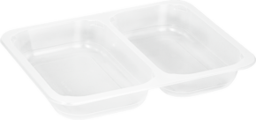PP two compartment tray for sealing